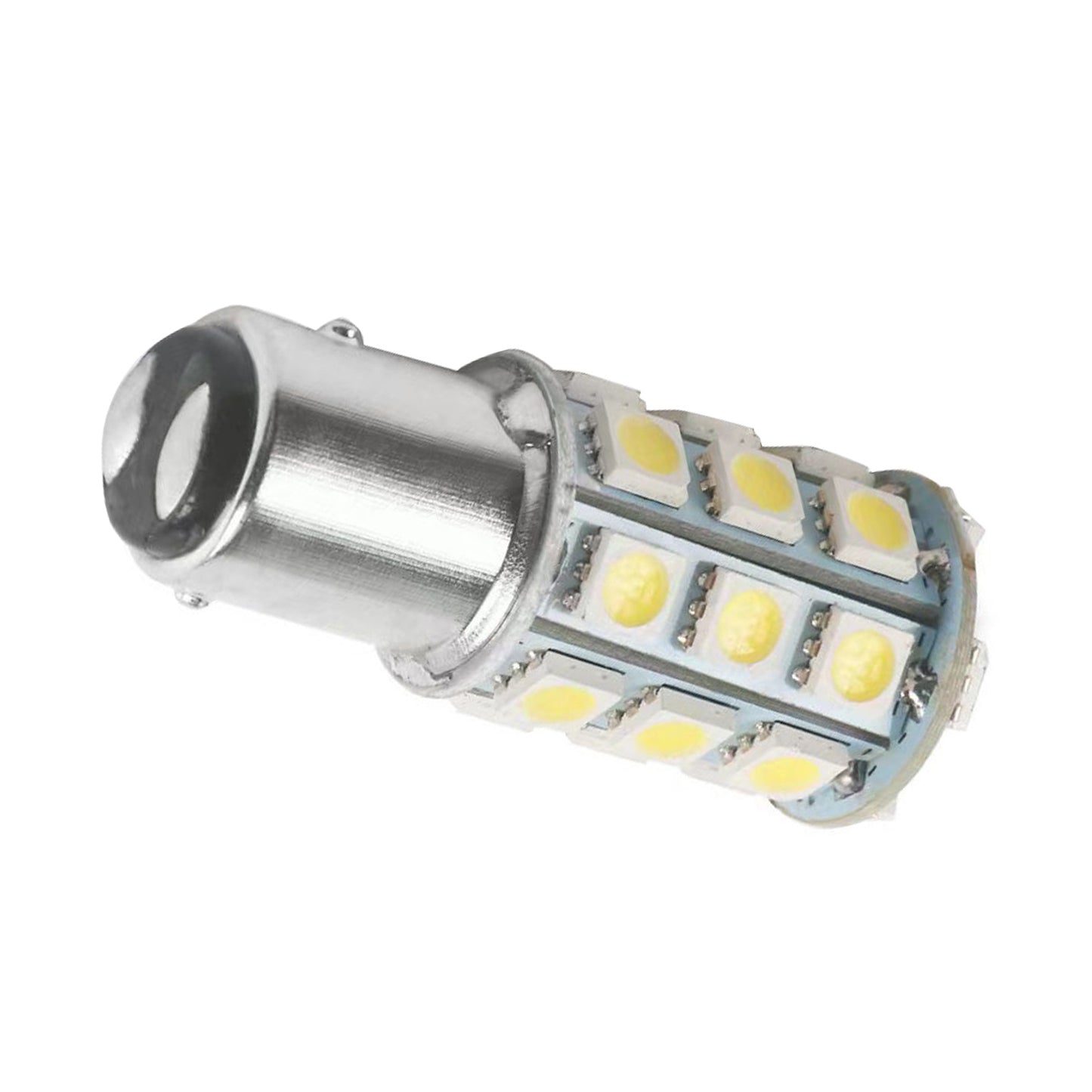 2x 12V BA15D LED White 27 SMD 5050 Indicator Signal Lights Suitable For Caravan & Car