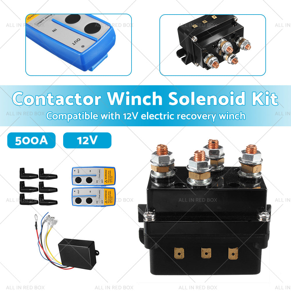 {{ 500A 12V HD Electric Contactor Winch Solenoid Twin Wireless Remote Recovery 4x4 }} - Buy Car Parts Online at {{ Kaka Auto Parts }}.