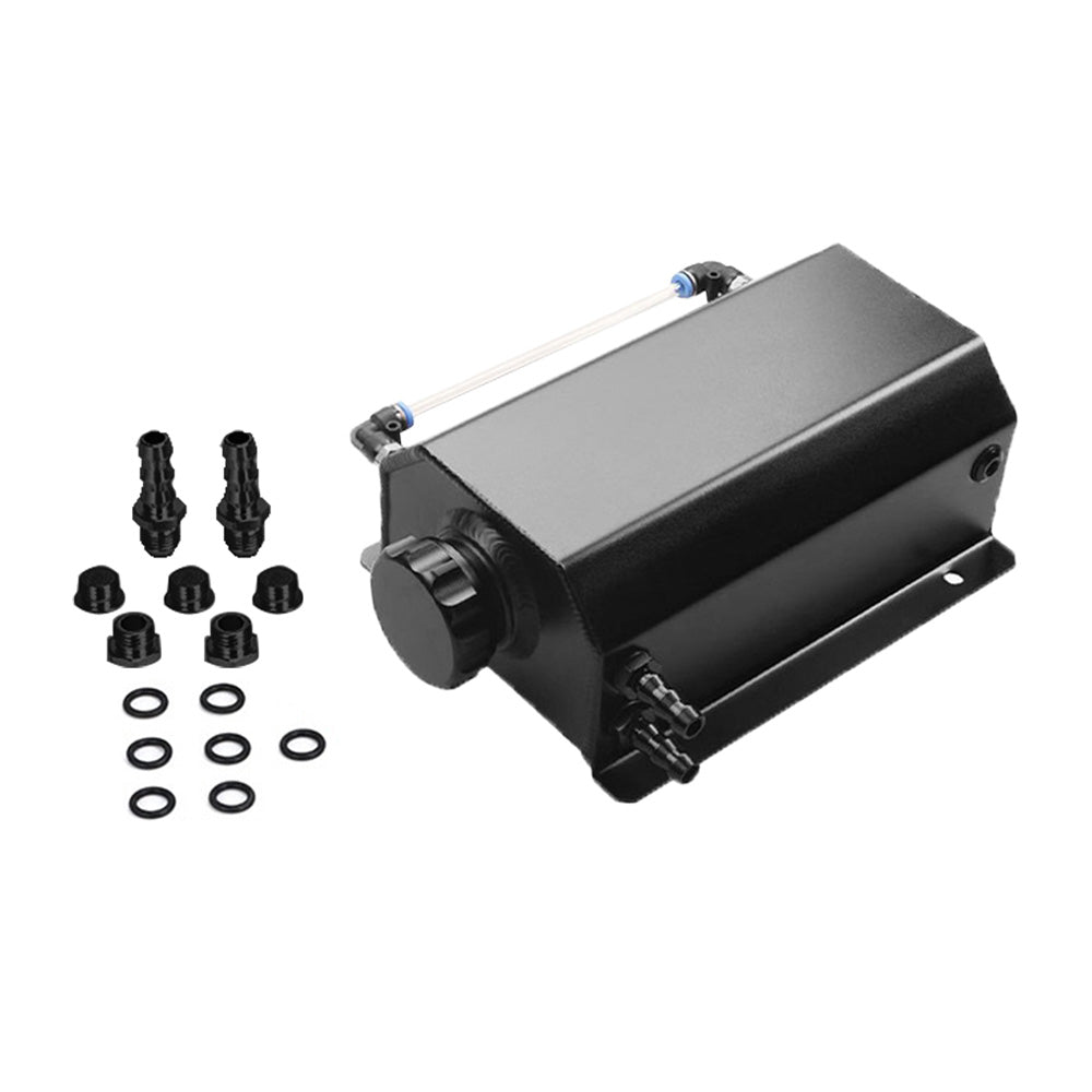 Universal 2L Coolant Radiator Overflow Recovery Tank Bottle Aluminum Black