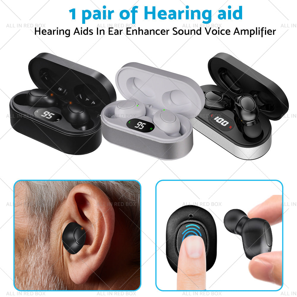 {{ 1 pair of digital rechargeable hearing aids, voice amplifier – Silver + Black, in-ear sound amplifiers }} - Buy Car Parts Online at {{ Kaka Auto Parts }}.