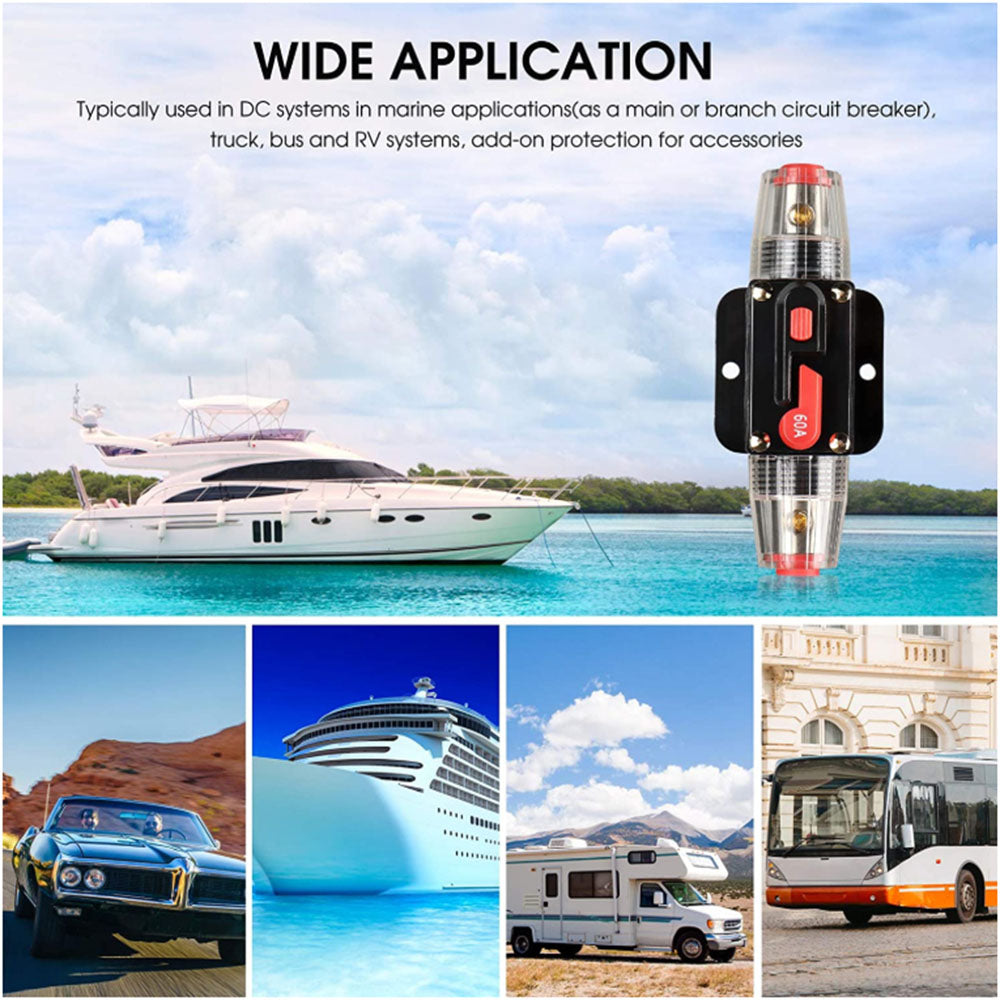 {{ 2 PCS AMP Circuit Breaker Dual Battery IP67 Waterproof 12V 24V Fuse Manual Reset }} - Buy Car Parts Online at {{ Kaka Auto Parts }}.