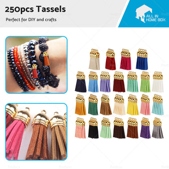 compare product 250PCS Keychain Ring Tassels Bulk Colored Leather Tassel Pendants Jewelry DIY