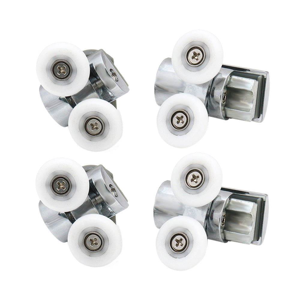 Shower Door Roller 4x Zinc Alloy Twin Top & Bottom Runners Wheel 23mm Suitable For Sliding Doors