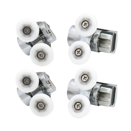Shower Door Roller 4x Zinc Alloy Twin Top & Bottom Runners Wheel 23mm Suitable For Sliding Doors