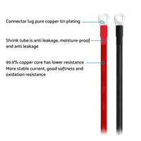 30cm Battery Joiner Connector Lead DC Wire 100A 12V 24V Cable with Lugs Red & Black