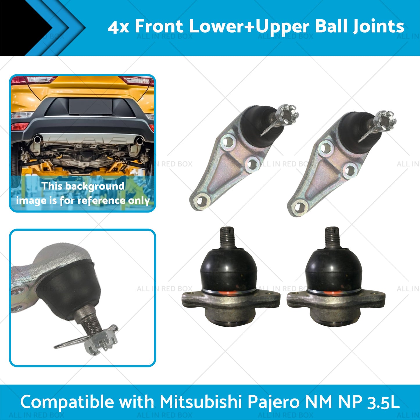 {{ 4x Front LowerUpper Ball Joints Suitable for Mitsubishi Pajero NM NP 3. 5L 00-11 }} - Buy Car Parts Online at {{ Kaka Auto Parts }}.