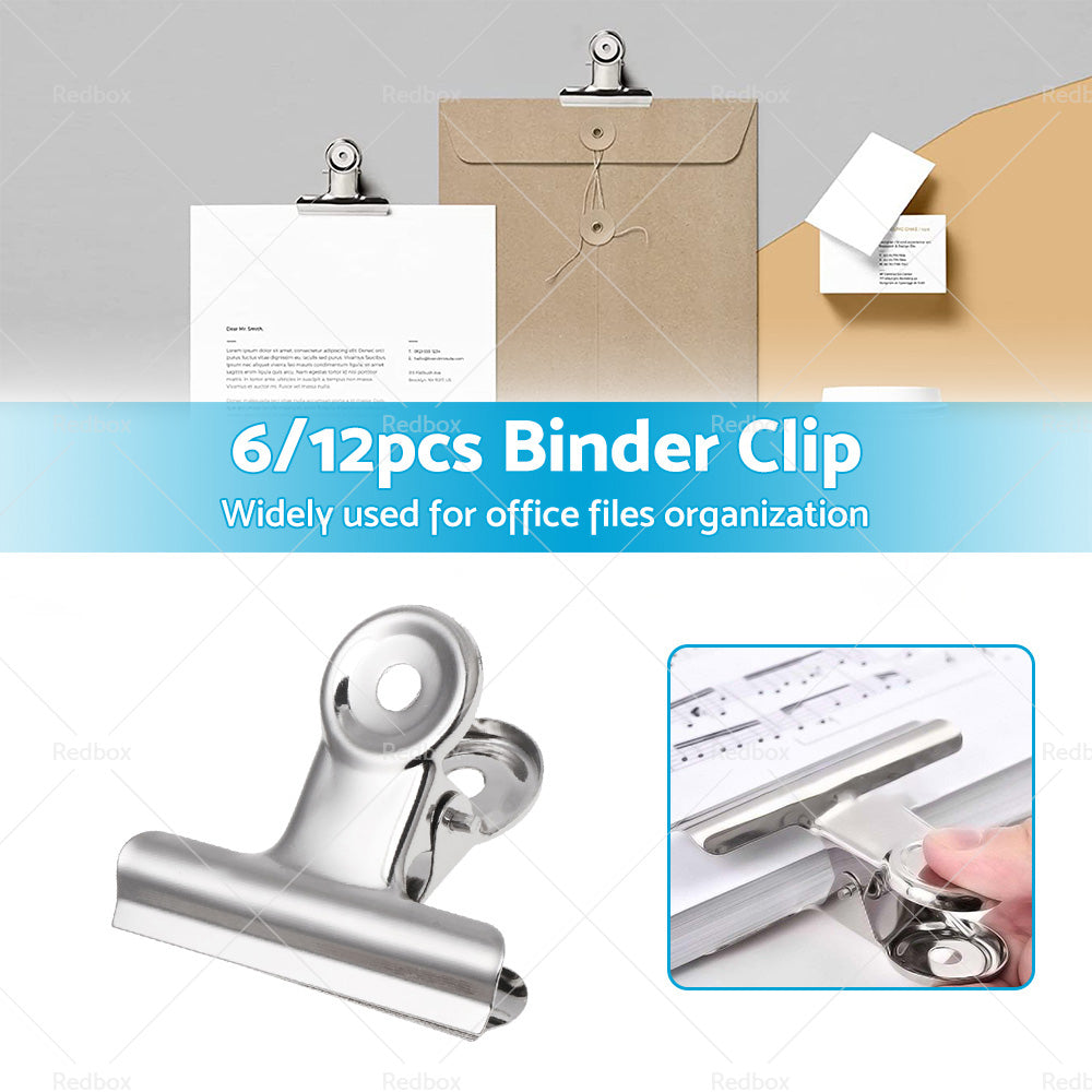 {{ 6/12PCS Stainless Steel Bulldog Paper Clip Metal Office Binder Grip Clamp 75mm }} - Buy Car Parts Online at {{ Kaka Auto Parts }}.