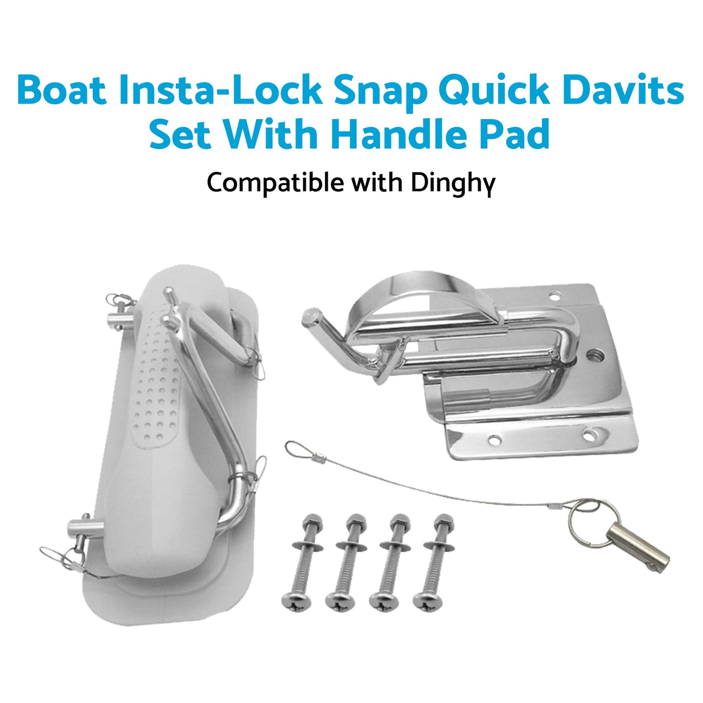 {{ Boat Insta-Lock Snap Quick Davits Set Stainless Steel With Handle Pad }} - Buy Car Parts Online at {{ Kaka Auto Parts }}.