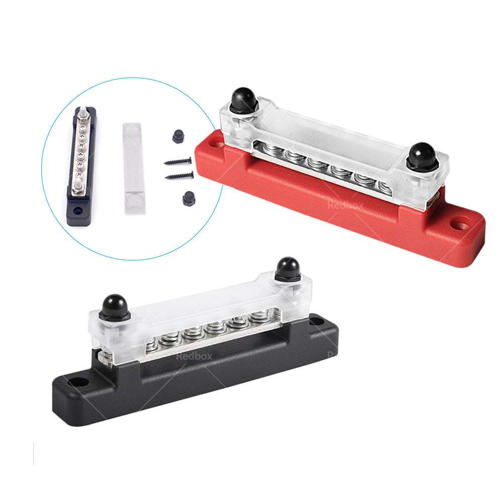 {{ 1 Red  and  1 black Bus Bar Power Distribution Terminal Block 6 Way 12V 150A Rated }} - Buy Car Parts Online at {{ Kaka Auto Parts }}.