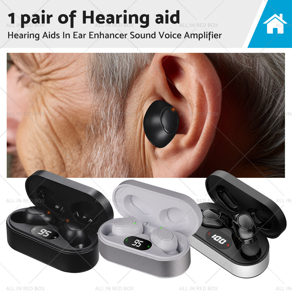 {{ 1 pair of digital rechargeable hearing aids, voice amplifier – Silver + Black, in-ear sound amplifiers }} - Buy Car Parts Online at {{ Kaka Auto Parts }}.