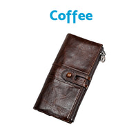 Leather Wallet Unisex Zip-Around Card Coin Holder Brown Black Red