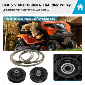 compare product Belt with V-Idler Pulley & Flat Idler Pulley Suitable For Husqvarna LS / XLS / GTH / LGT Models