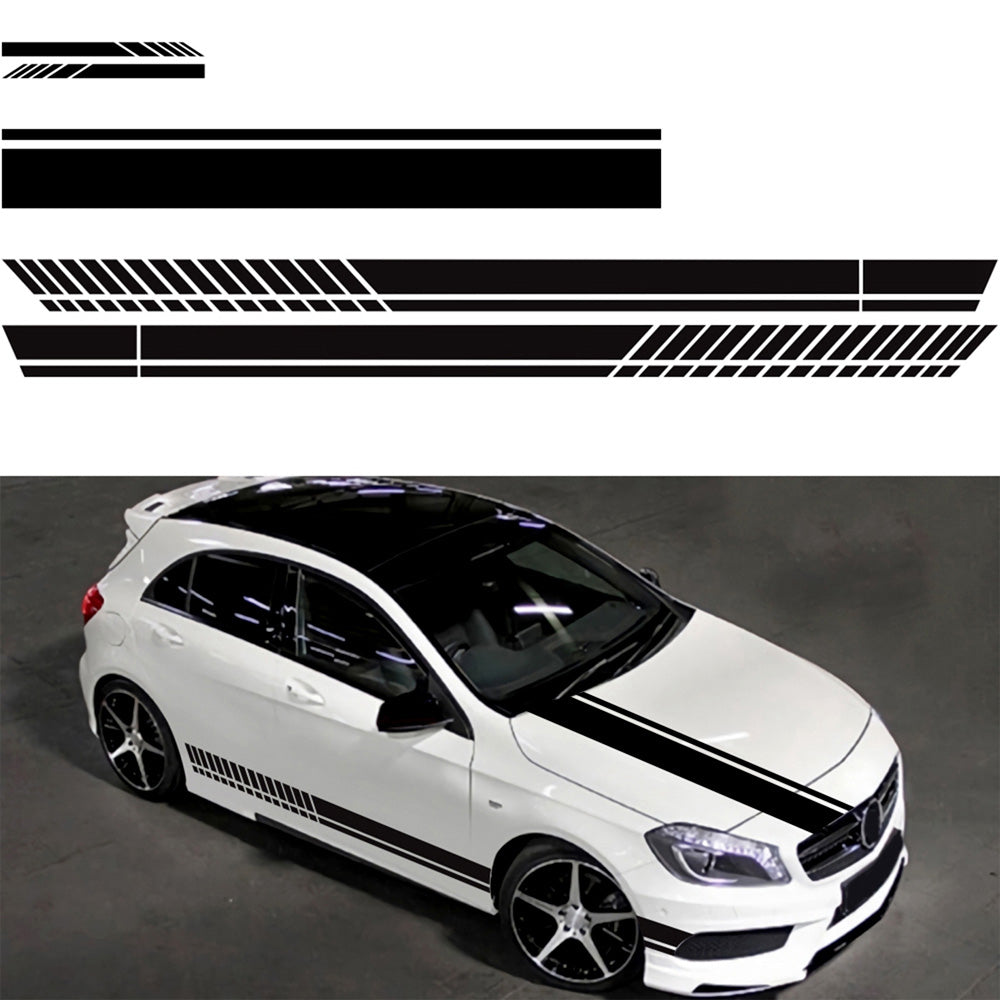 Car Side Body Sticker Vinyl Racing Stripe Decals 5x Long Hood & Roof Universal