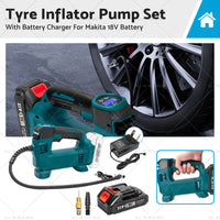 {{ Cordless Portable Tyre Inflator Pump w/ Battery Charger For Makita 18V Battery }} - Buy Car Parts Online at {{ Kaka Auto Parts }}.