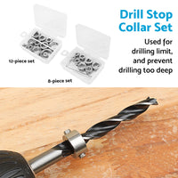 Drill Stop Collar Set 3mm-16mm Drilling Bit Depth Stopper Ring Woodworking