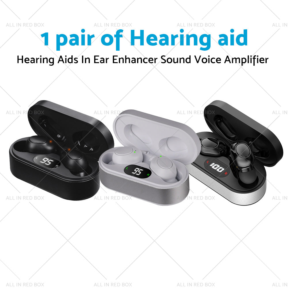 {{ 1 pair of digital rechargeable hearing aids, voice amplifier – Silver + Black, in-ear sound amplifiers }} - Buy Car Parts Online at {{ Kaka Auto Parts }}.